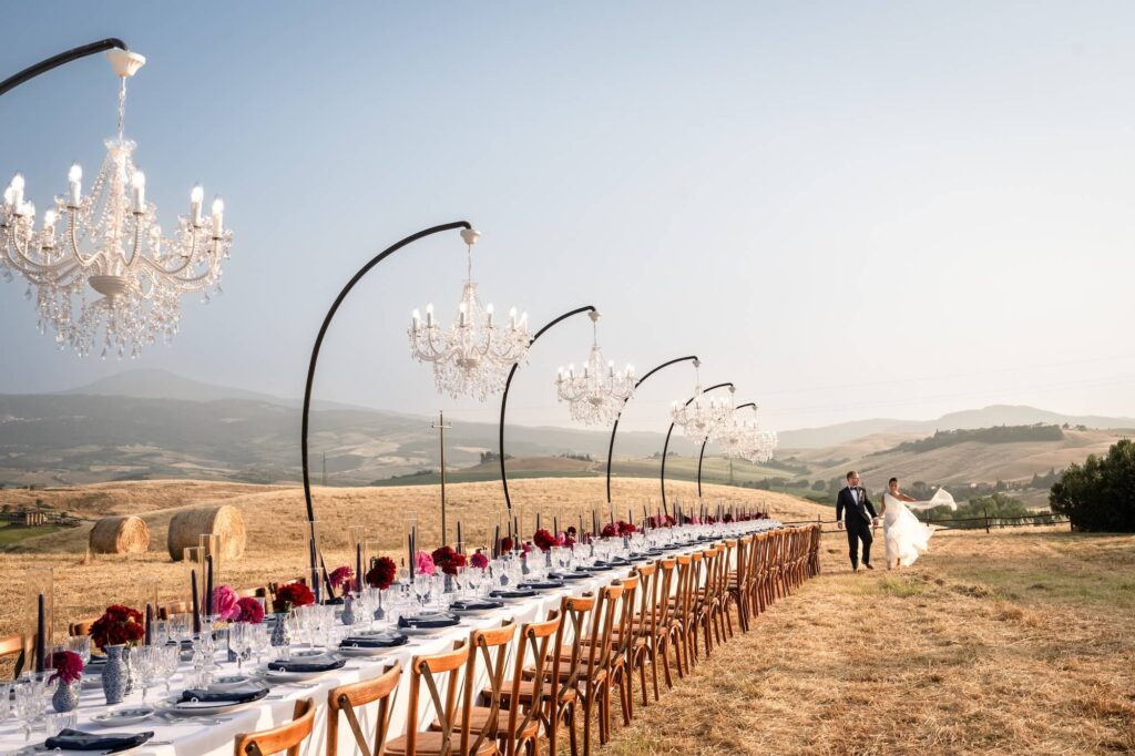 wedding in Tuscany in a field